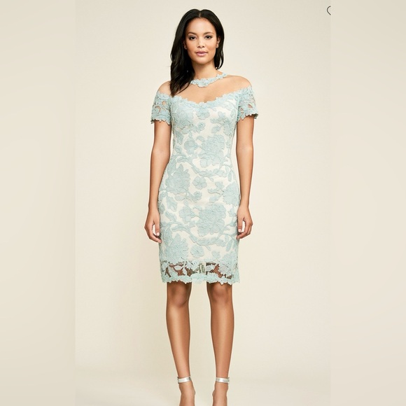 Tadashi Shoji Dresses & Skirts - NEW Tadashi Shoji HEDY OFF-THE-SHOULDER ILLUSION DRESS Light Green Size 10 $349